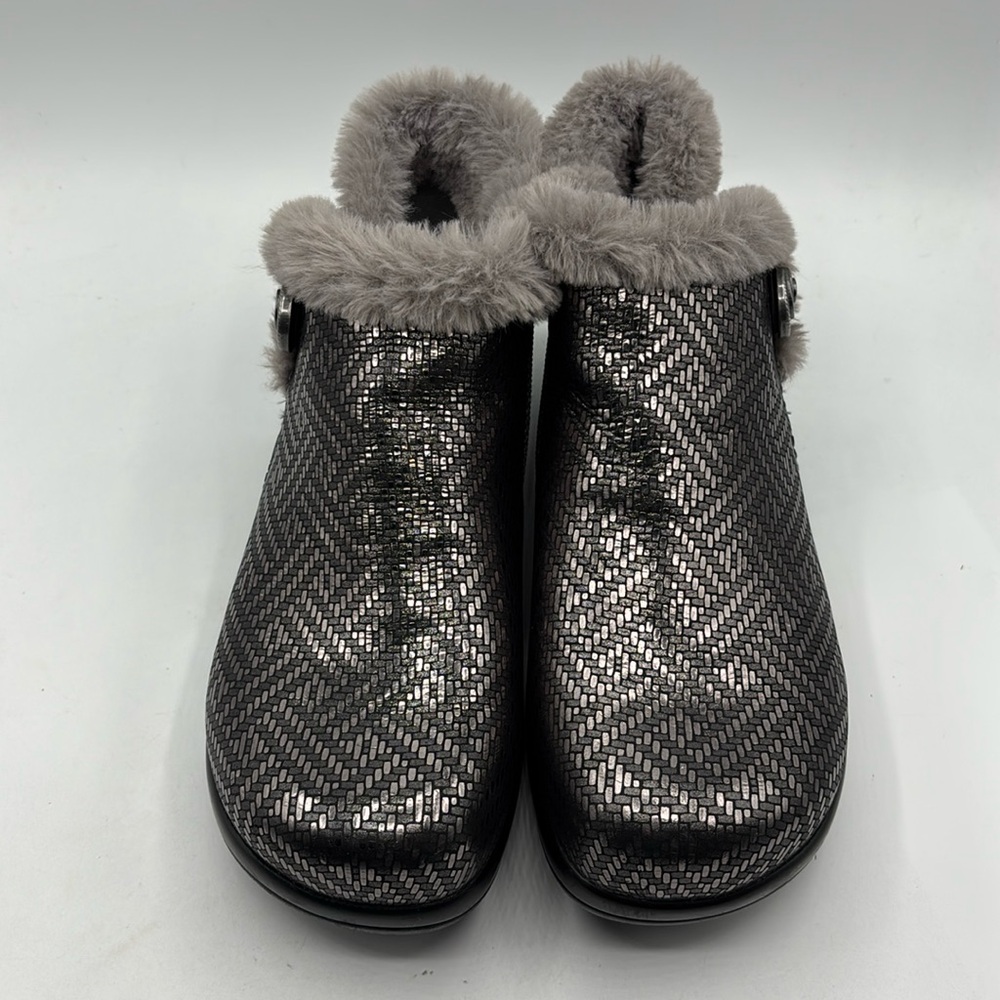 Alegria  by PG Lite Meri Pewter Faux Fur‎ Lining Boots Slip Resistant Size 38